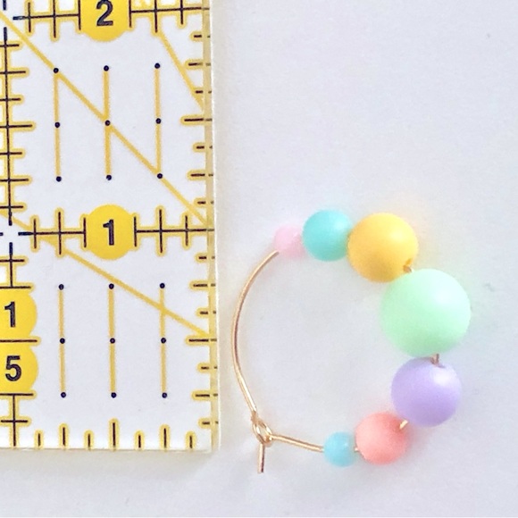 New Handmade Beaded Hoop Earrings Sorbet Pastel Spring Colourful Cute Fun Gifts - Picture 2 of 5